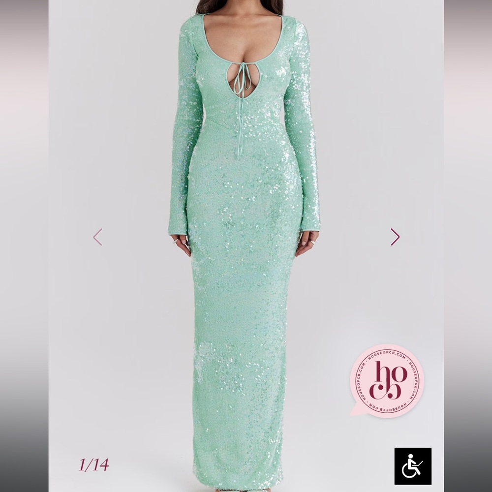 House of CB  Tatania
Seafoam Sequin Maxi Gown
USD $329 - Picture 4 of 16